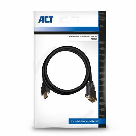 ACT AC7520 video kabel adapter 2 m HDMI Type A (Standaard) DVI-D Zwart