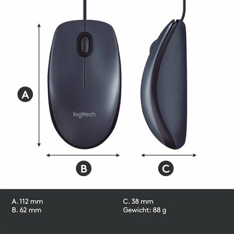 Logitech B100 muis Ambidextrous USB Type-A Optisch 800 DPI