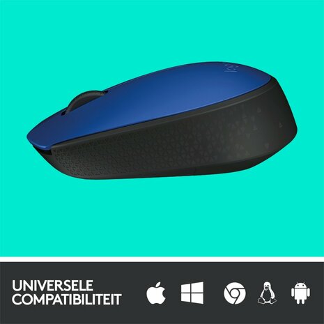 Logitech M171 | Draadloze Muis | Links- en Rechtshandig | RF | 1000 DPI | Zwart/Blauw