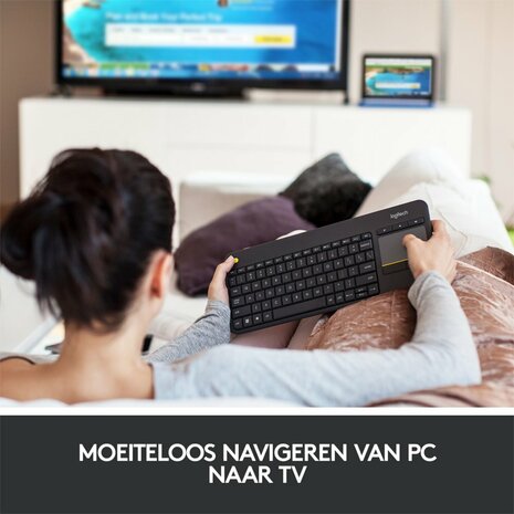 Logitech K400 Plus toetsenbord RF Draadloos QWERTY Nederlands Zwart