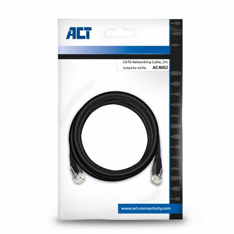ACT AC4002 netwerkkabel Zwart 2 m Cat6 U/UTP (UTP)