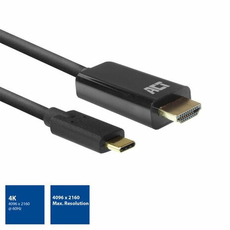 ACT AC7315 video kabel adapter 2 m USB Type-C HDMI Type A (Standaard) Zwart