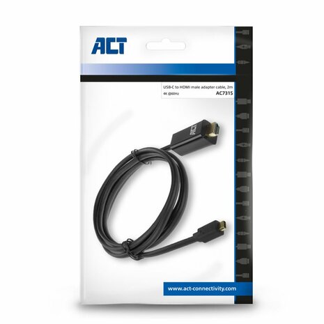 ACT AC7315 video kabel adapter 2 m USB Type-C HDMI Type A (Standaard) Zwart