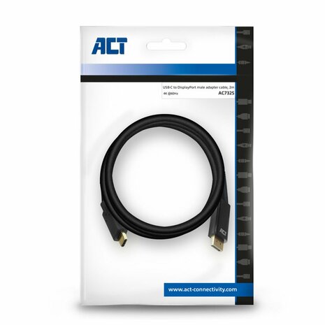 ACT AC7325 video kabel adapter 2 m USB Type-C DisplayPort Zwart