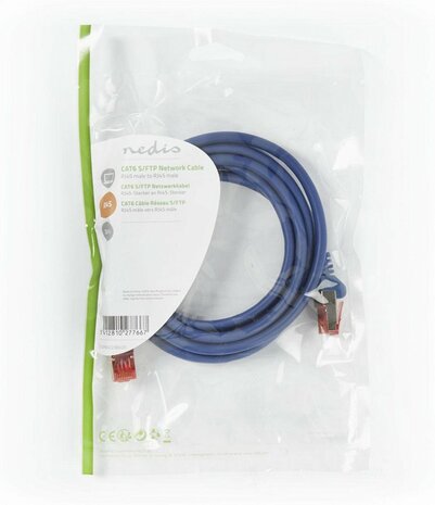 Nedis netwerkkabel | Cat6 | S/FTP (S-STP) | 2 m | Blauw | CCGP85221BU20