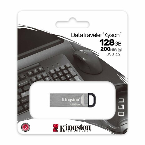 Kingston DataTraveler Kyson | 128GB USB-A 3.2 Flash Drive | Zilver