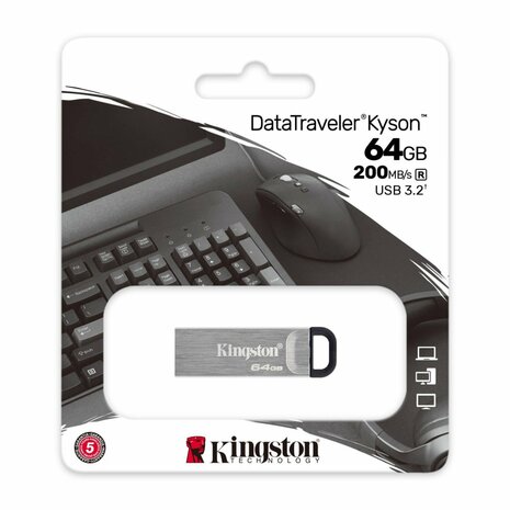 Kingston Technology DataTraveler Kyson USB flash drive 64 GB USB Type-A 3.2 Gen 1 (3.1 Gen 1) Zilver