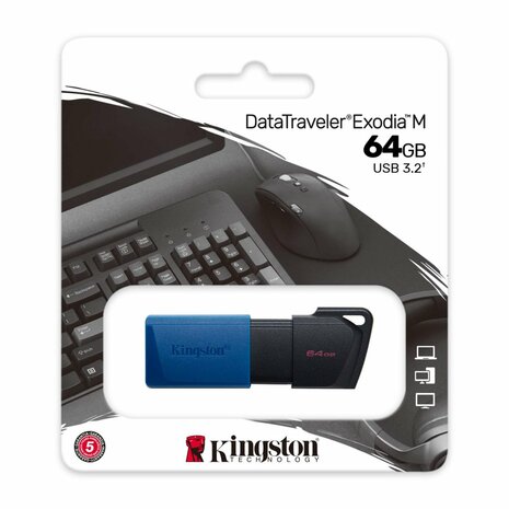 Kingston Technology DataTraveler Exodia M USB flash drive 64 GB USB Type-A 3.2 Gen 1 (3.1 Gen 1) Zwart, Blauw