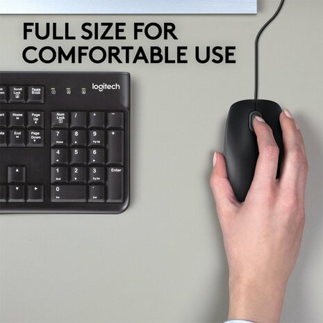 Logitech B110 Silent | Bekabelde Muis | Links- en Rechtshandig | USB-A | 800 DPI | Zwart