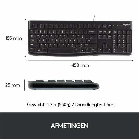Logitech K120 | Zakelijk Bedraad Toetsenbord | QWERTY