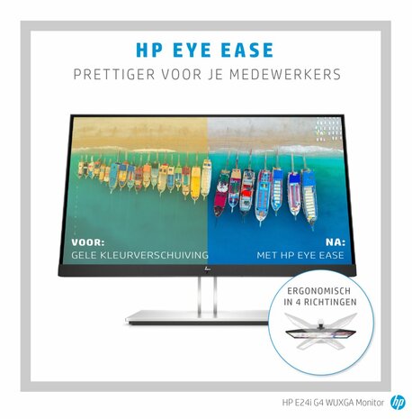 HP E-Series E24i G4 61 cm (24") 1920 x 1200 Pixels WUXGA Zwart, Zilver