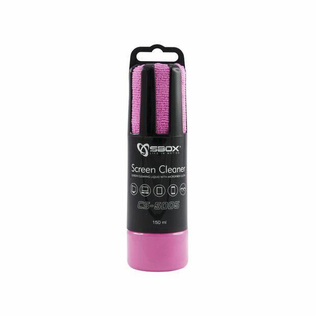 SBOX Schermreiniger CS-5005 | 150 ml | Met Microvezeldoekje | Roze