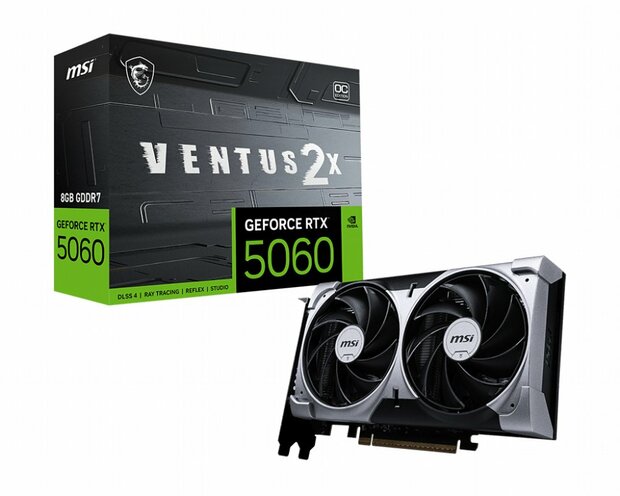 MSI GeForce RTX 5060 Ventus 2X OC | 8GB GDDR7 | DLSS 4 | Videokaart | Nvidia GPU
