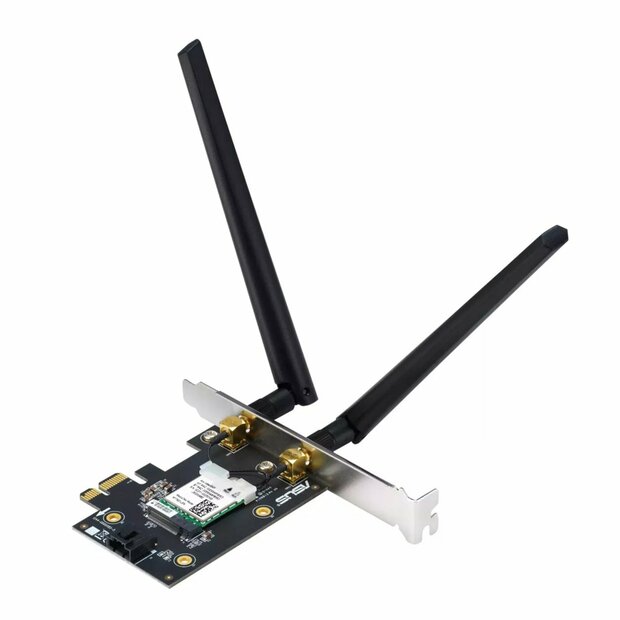 ASUS PCE-AXE5400 Interne WLAN-kaart | Wi-Fi 6E (802.11ax) | 2402 Mbit/s | Tri-band (2,4 GHz / 5 GHz / 6 GHz) | Bluetooth 5.2