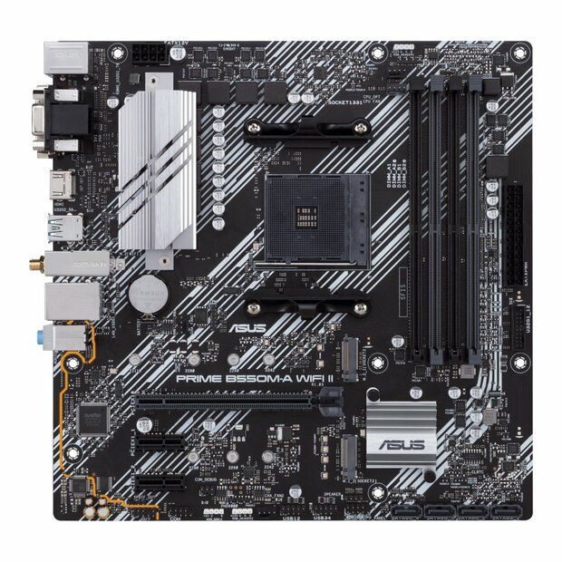 ASUS PRIME B550M-A WIFI II | Socket AM4 | AMD B550 | 4xDDR4 | Micro-Atx | Moederbord