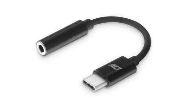 ACT AC7380 | 3.5mm naar USB Type-C | 0,11 Meter | Audiokabel Tussenstuk | Zwart