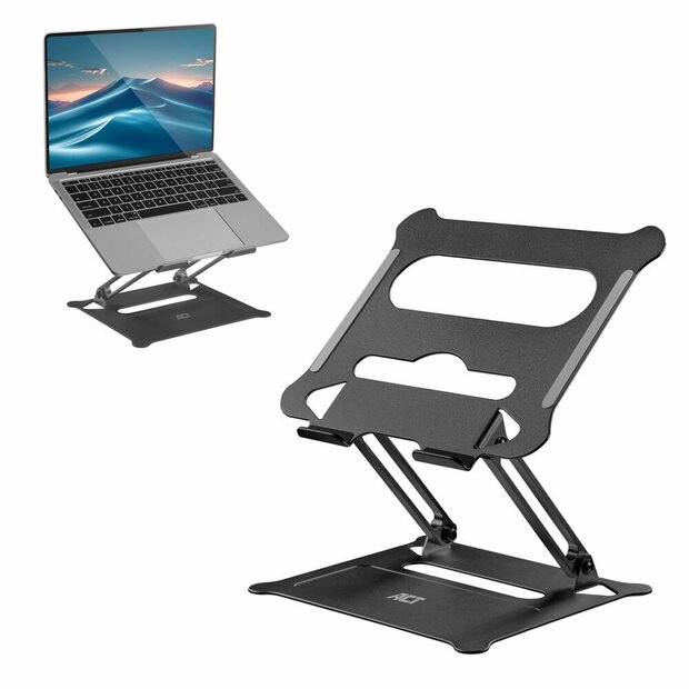 ACT Laptopstandaard 15.6&quot; | Aluminium | Inklapbaar | Traploos in Hoogte Verstelbaar