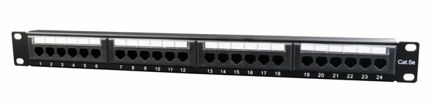 Gembird Patchpanel | 24-poorts Cat5e | Inclusief kabelorganizer | 19&quot; Rackmount | Zwart