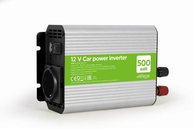 Gembird EG-PWC500-01 netvoeding &amp; inverter Auto 500 W Grijs