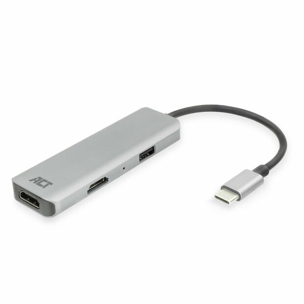ACT AC7013 | Docking Station &amp; Poortreplicator | USB-C 3.2 Gen 1 | Zwart/Grijs