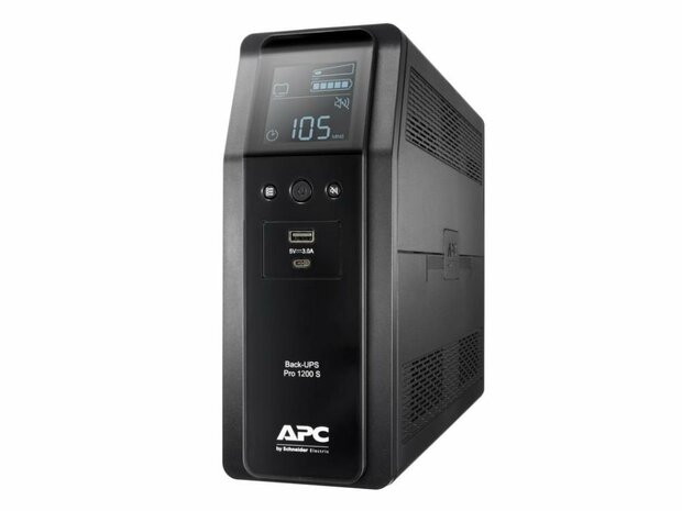 APC Back-UPS Pro BR1200SI | 1200 VA | 8x IEC C13 Stopcontacten (6 op Accu) | Pure Sine Wave | AVR Technologie | USB Type A &amp; C | LCD-scherm
