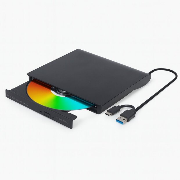 Gembird DVD-USB-031 | Externe DVD-Brander | 8x DVD | 24x CD | USB-C &amp; USB 3.1 | Slimline | Zwart