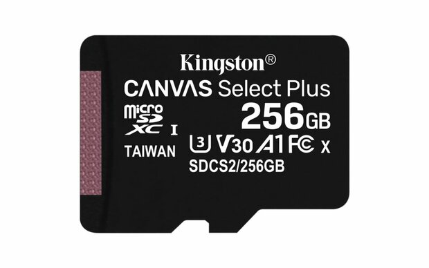 Kingston Canvas Select Plus | MicroSDXC | 256GB | Class 10 | UHS-I U1