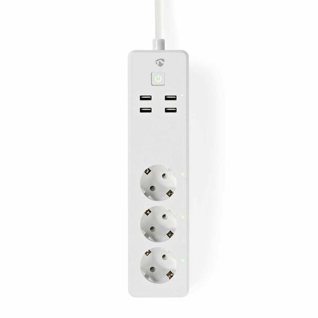 Nedis | Wi-Fi Slimme Stekkerdoos | 4 Stopcontacten | 2 USB-poorten | Wit