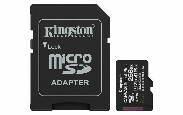 Kingston Technology microSDXC 256GB | Canvas Select Plus Gen3 | 150MB/s | A1 | + Adapter