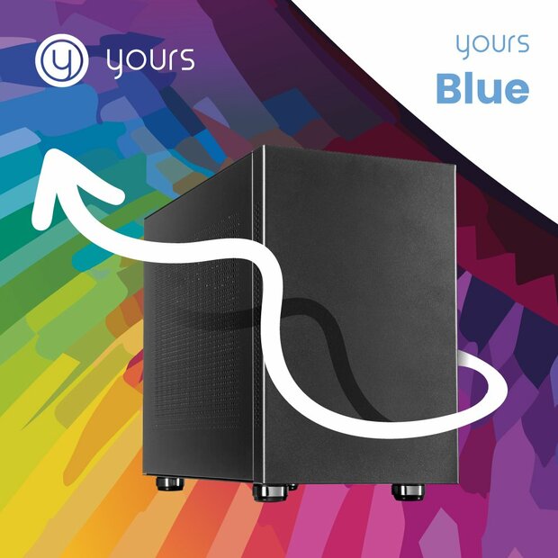 YOURS BLUE | Intel Core i3-14100 | 16GB RAM | 1TB SSD | HDMI | Windows 11 Professional | Small Form Factor Behuizing