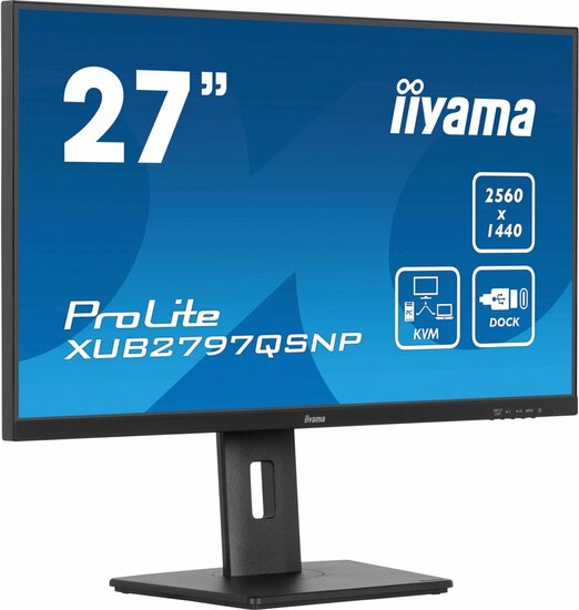 iiyama ProLite XUB2797QSNP-B1 27&#039;&#039; | 2560x1440 QHD IPS | 100Hz | USB-C Dock | KVM Switch | 1ms | Monitor