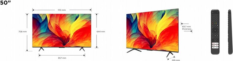 TCL 50QLED780 | 50&quot; 4K Ultra HD QLED Smart TV | Google TV | Quantum Dot | HDR10 | 60Hz