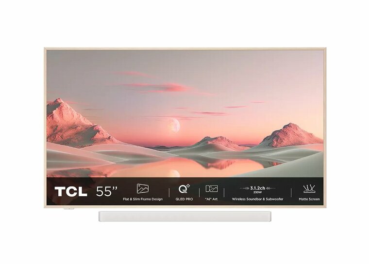 TCL NXTFRAME 55A300PRO | 55&quot; 4K Ultra HD QLED Smart TV | Google TV | Wifi Soundbar &amp; Subwoofer | Dolby Vision IQ | 120Hz Refurbished