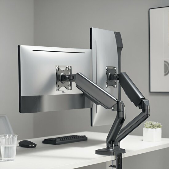 SBOX Flex LCD-S024-2 | Verstelbare Monitor-bureaubeugel | Tot 32&quot; | Max 9kg | VESA 100x100 | 2 Monitoren