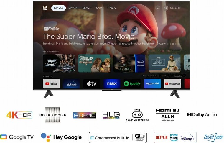 TCL 50P61B 50&quot; | 4K Ultra HD LED Smart TV | Google TV + Wifi | HDR10 | Elegant Design | 60Hz