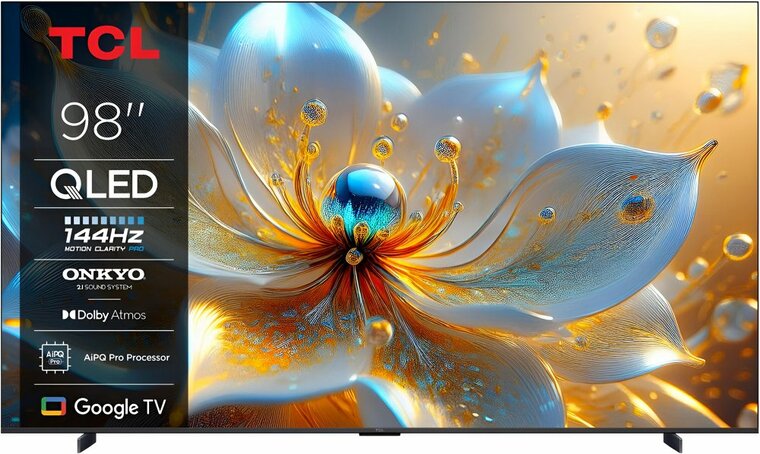 TCL 98T8C 98&rdquo; | Grote 4K QLED Smart TV | Supersnel 144Hz &amp; Dolby Vision | Google TV + WiFi