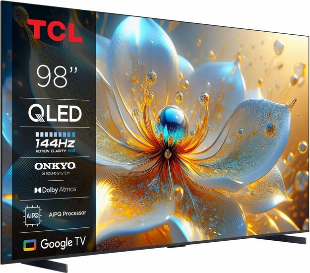 TCL 98T8C 98&rdquo; | Grote 4K QLED Smart TV | Supersnel 144Hz &amp; Dolby Vision | Google TV + WiFi