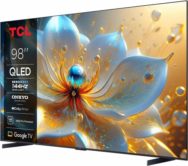 TCL 98T8C 98&rdquo; | Grote 4K QLED Smart TV | Supersnel 144Hz &amp; Dolby Vision | Google TV + WiFi