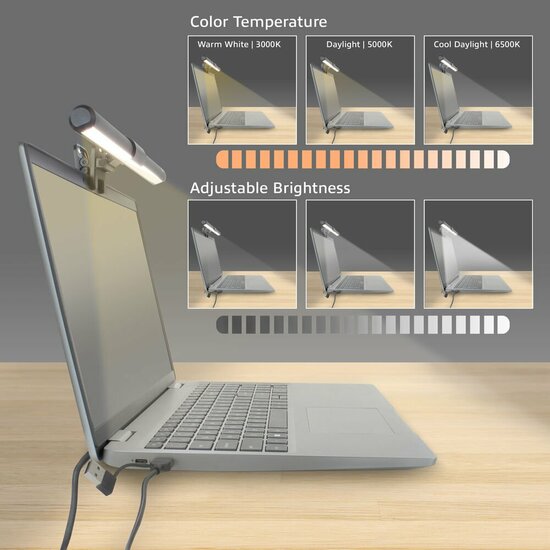 ACT AC8050 | Clip-on Laptop LED-lamp | Dimbaar | Voeding via USB