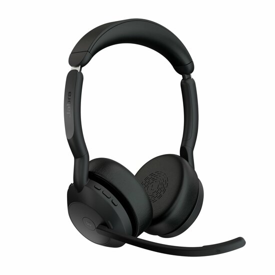 Jabra Evolve2 55 MS Stereo | Bluetooth &amp; USB-A Headset | Met Oplaadhouder | Zwart | Voor Kantoor &amp; Callcenter
