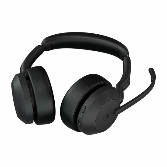 Jabra Evolve2 55 MS Stereo | Bluetooth &amp; USB-A Headset | Met Oplaadhouder | Zwart | Voor Kantoor &amp; Callcenter
