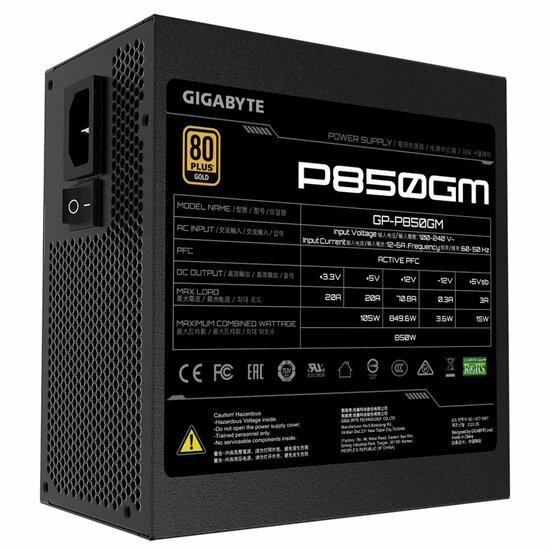 Gigabyte P850GM | 850W ATX Voeding (20+4 pin) | Zwart
