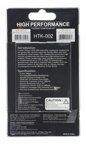 Cooler Master HTK-002 Koelpasta | 4,5 W/m&middot;K | 4,6 g