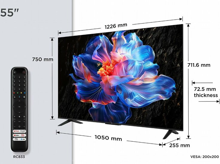 TCL 65V6C | 65&quot; 4K Ultra HD DLED Smart TV | Google TV | Dolby Vision | 60Hz (2025)