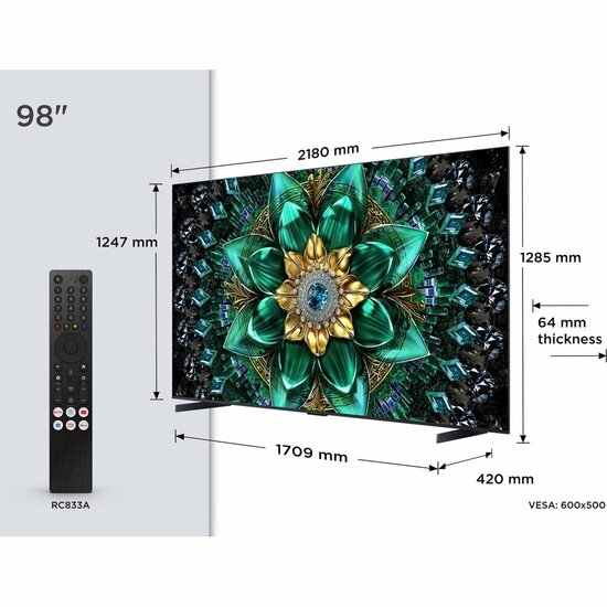 TCL 98Q6C 98&quot; | 4K Ultra HD QD-MiniLED Smart TV | Google TV + Wifi | Dolby Vision | Quantum Dot | 120Hz