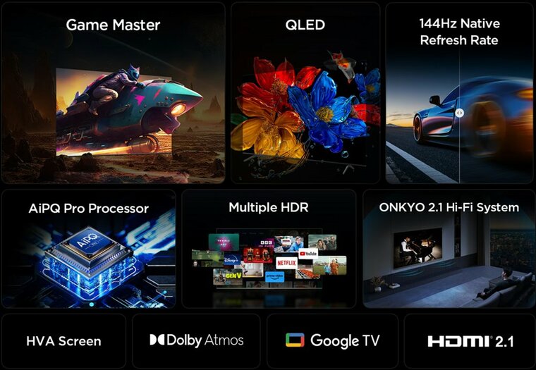 TCL 55T8C | 55&quot; 4K Ultra HD QLED Smart TV | 120Hz | Google TV + Wifi | Dolby Vision &amp; HDR10+ | HDMI 2.1 (2025)