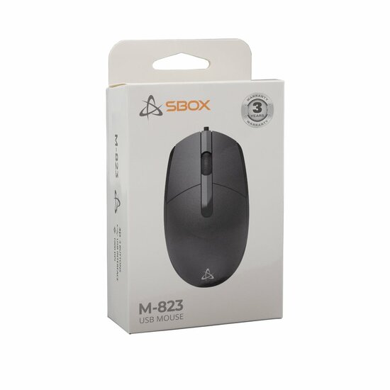 SBOX M-823B | Bedrade Muis | 1000 DPI | USB-A | Zwart | Retail