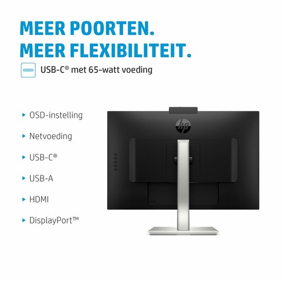 HP E27m G4 | 27" QHD IPS USB-C Conferentiemonitor met Webcam, Speakers en Microfoon | 75Hz | Zwart