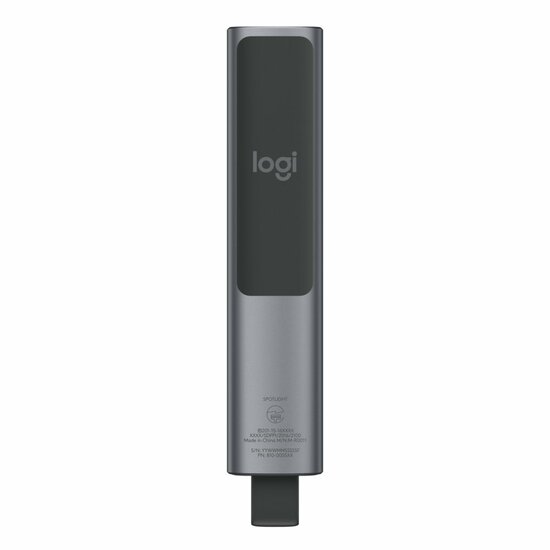 Logitech Spotlight Presenter | Draadloos | Bluetooth &amp; USB 2.4 GHz | Bereik tot 30 meter | Grijs