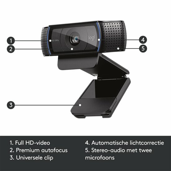 Logitech C920 HD | 1080p 30FPS USB Webcam | Met Microfoon